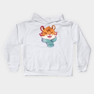 Winter tiger in a scarf Kids Hoodie